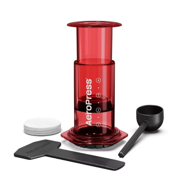 Aeropress Clear Rouge| Cafetière à piston nomade